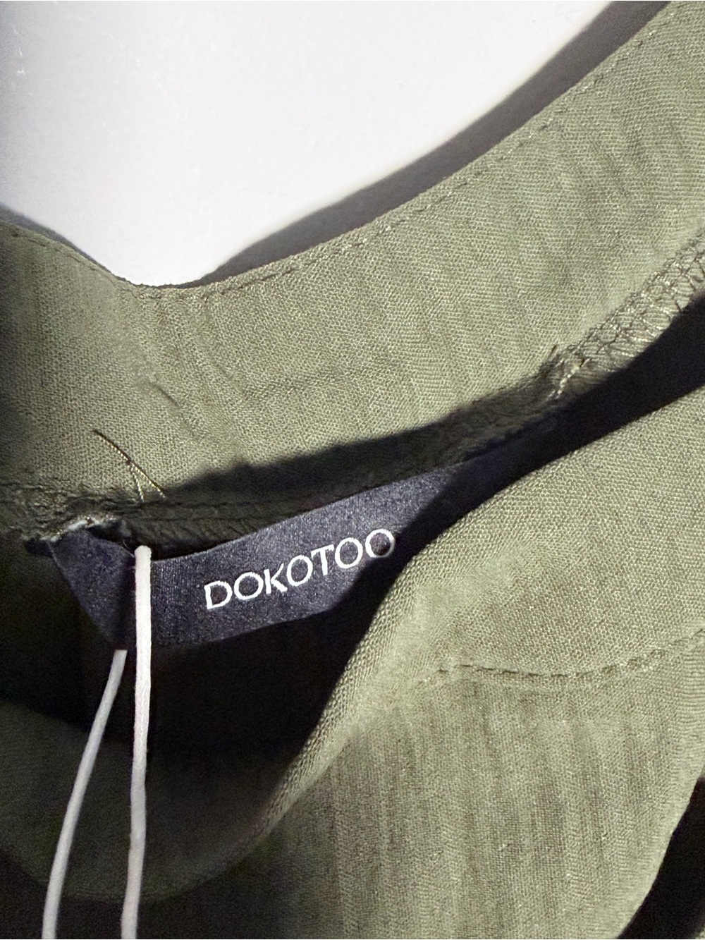 Olive Green Maxi Overall Dress with Button-Strap Detail - Picture 2 of 10